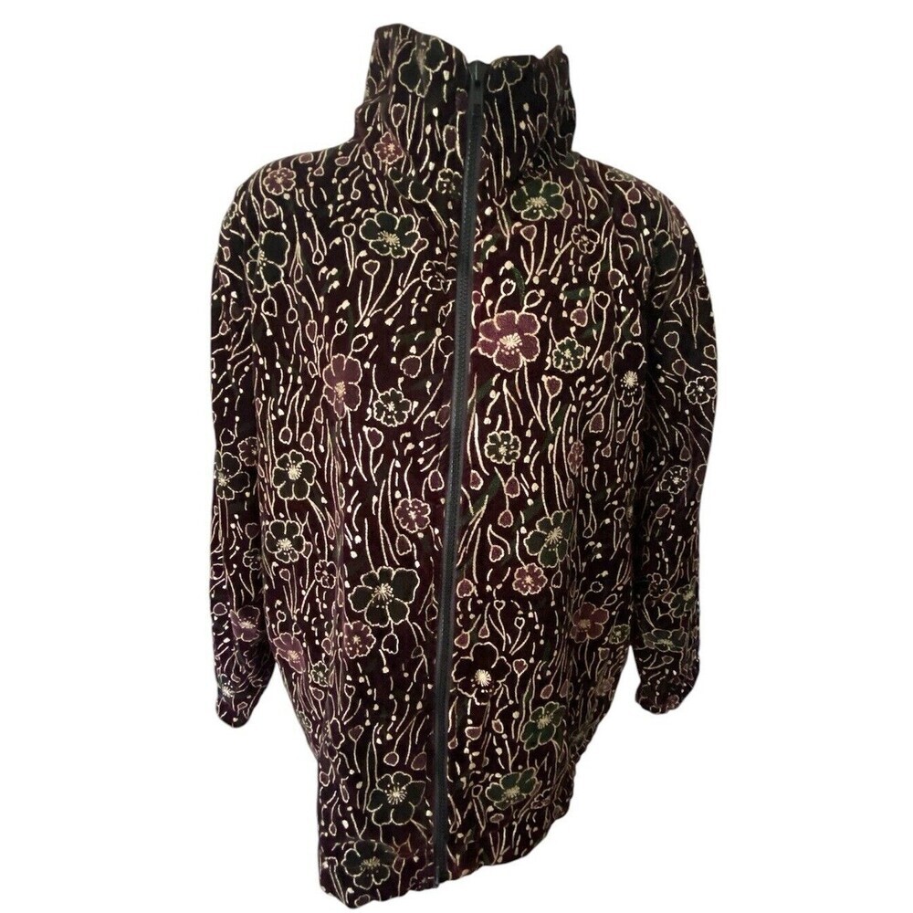 Vintage Rafael Jacket  Burgundy Velvet Wth Puffy Gold Floral Witchy Whimsigoth M